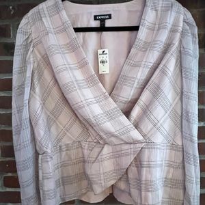EXPRESS Blush Pink Plaid Pemblum Top